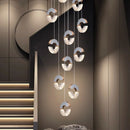 Axyaa Crystal Chandelier Stair Pendant Living Room Interior Lighting
