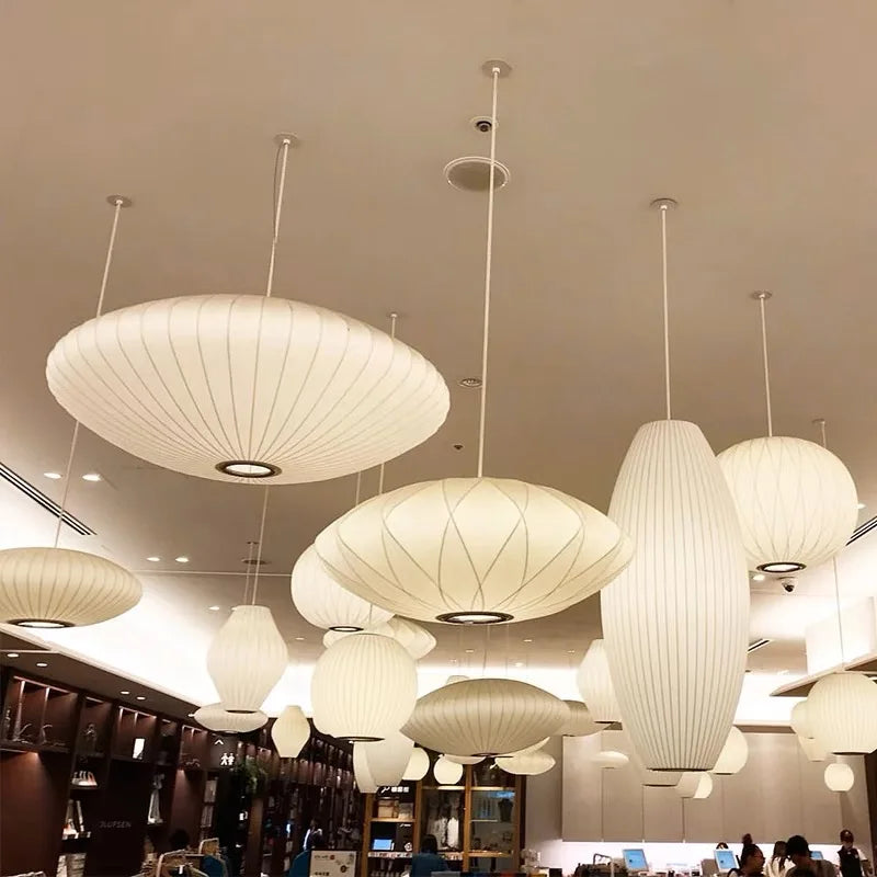 Axyaa Silk Pendant Lamp: Stylish LED Cloth Light for Home, Hotel, and Restaurant