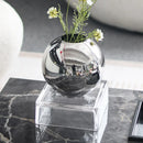 Axyaa Silver Geometric Ball Vase for Home Decoration and Floral Arrangements