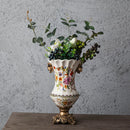 Axyaa Retro Ice Crack Ceramic Vase, European Double-Ear High-Footed Home Decor
