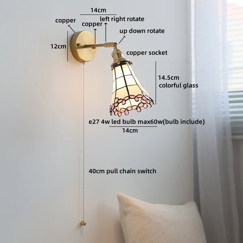Axyaa Clear Glass Copper Arm LED Wall Sconce Wandlamp