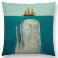 Cute Ghost Sailboat Whale Diver Cushion Cover by Axyaa
