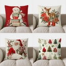 Axyaa Snowman & Gifts Christmas Pillow Cover for Sofa, Bedroom, Car