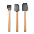 Axyaa Silicone Wooden Handle Baking Set: Scraper, Spatula, Brush