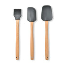 Axyaa Silicone Wooden Handle Baking Set: Scraper, Spatula, Brush