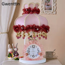 Axyaa Modern Princess Table Lamp with Clock for Children Bedroom Home Decor