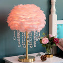 Nordic Feather Crystal Table Lamp by Axyaa - Luxury Bedroom Decor