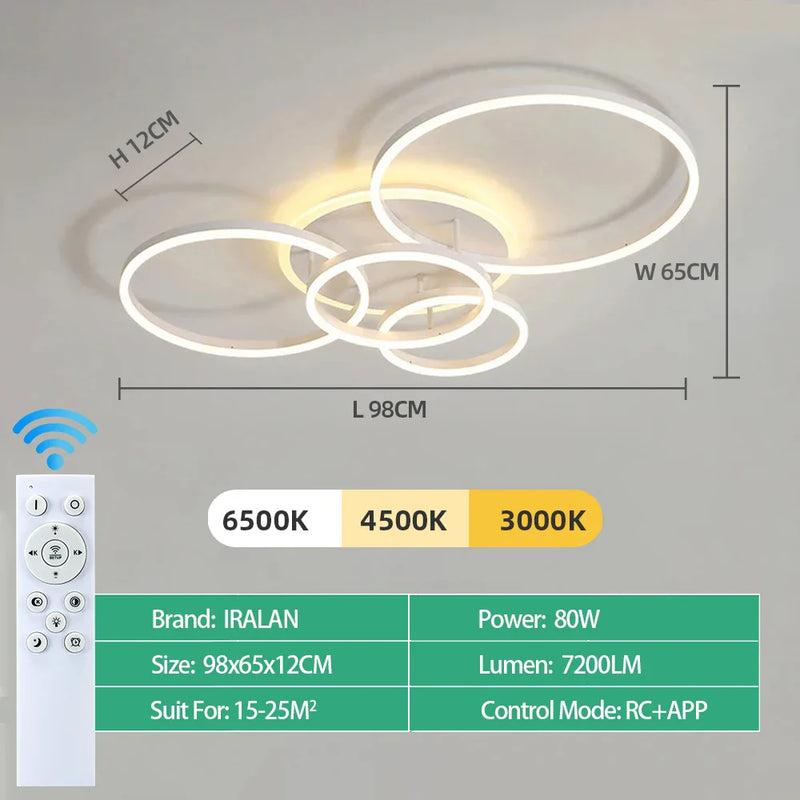 Axyaa Round Circle Ring Chandelier Ceiling Lamp for Home Decor Lighting in Living Bedroom