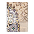Morocco Architecture Islamic Canvas Art Print with Beige Flower Palm Tree Painting - Axyaa
