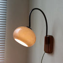 Solid Wood Retro Glass Wall Lamp for Bedroom, Living Room - Axyaa Brand