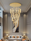 Axyaa Large Spiral Staircase Crystal Chandelier Luxe Pendant Chrome Plated
