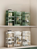 Axyaa Makeup Shelf Organizer Clear Vertical Jewelry Display Stand