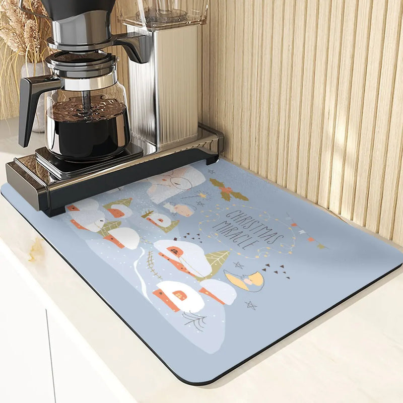 Axyaa Cartoon Pattern Kitchen Drying Mat - Non-Slip Table Coasters & Placemat