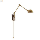 Axyaa Copper LED Swing Arm Wall Light Fixture Nodic Walnut Design