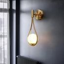 Nordic Glass Wall Lamp Brass Metal Bedside Light for Bedroom Decor Axyaa