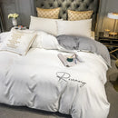 Axyaa Embroidered Bedding Set King Size Duvet Cover Set Skin Friendly Blanket Cover