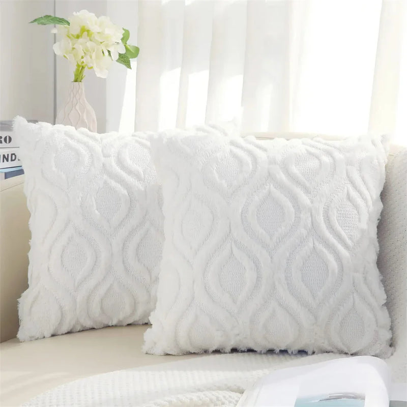 Axyaa Soft Plush Cushion Cover 45x45, Luxury Decorative Pillowcase for Living Room