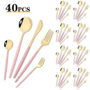 Axyaa Black Gold Stainless Steel Cutlery Set - 40pcs Flatware Dinnerware