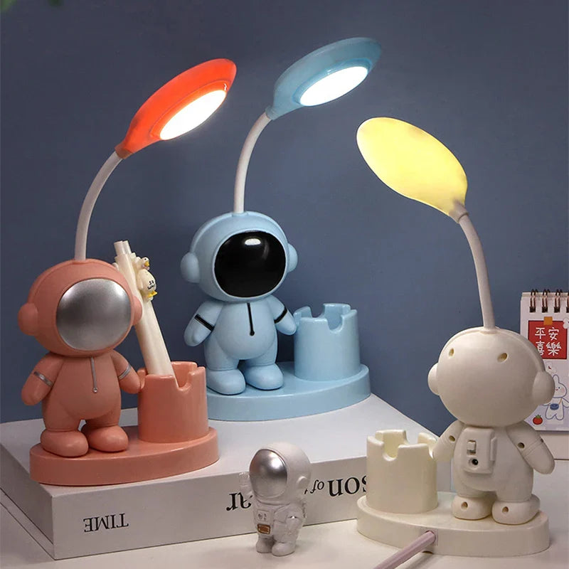 Axya Cute Astronaut Desk Lamp: Flexible LED, Color Adjust, Pencil Sharpener