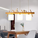 Axyaa Nordic Wood Birds Chandelier: Log Style Lighting Fixtures for Home Decor