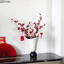Axyaa White Ceramic Hat Vase for Floral Arrangement and Room Decor