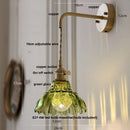 Axyaa Amber Glass LED Wall Lamp with Pull Chain Switch