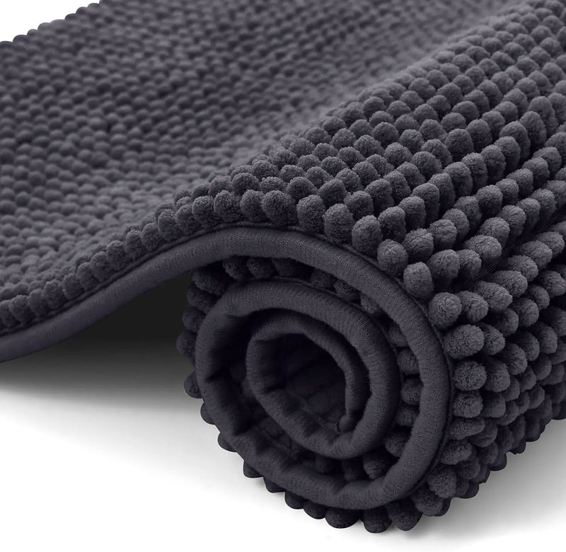 Axyaa Chenille Bath Mat: Soft Absorbent NonSlip Microfiber Rug