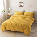 Axyaa 3D Pinch Pleated Duvet Cover Set 240x220 Solid King Queen Size Bedding Pillowcases