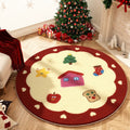 Axyaa Christmas Apple Cartoon Round Carpet Festive Plush Living Room Bedroom Rug