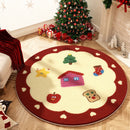 Axyaa Christmas Apple Cartoon Round Carpet Festive Plush Living Room Bedroom Rug