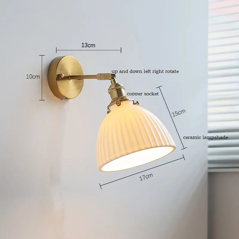 Axyaa White Ceramic Flower Wall Sconce Light for Home Indoor Lighting