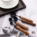 Axyaa Stainless Steel Measuring Spoon Set with Wooden Handle