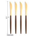 Axyaa 16Pcs Brown Gold Stainless Steel Dinnerware Set with Wooden Handle