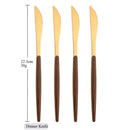Axyaa 16Pcs Brown Gold Stainless Steel Dinnerware Set with Wooden Handle