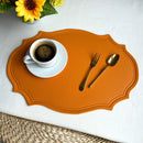 Axyaa Green Oval PU Leather Placemats Set, Irregular Shape, Oil-Proof, Table Mats