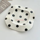 Axyaa Striped Minimalist Breakfast Plate - Modern Irregular Western Food & Dessert Plate