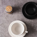 Axyaa Rock Pattern Ceramic Latte Coffee Mug Set with Round Saucer