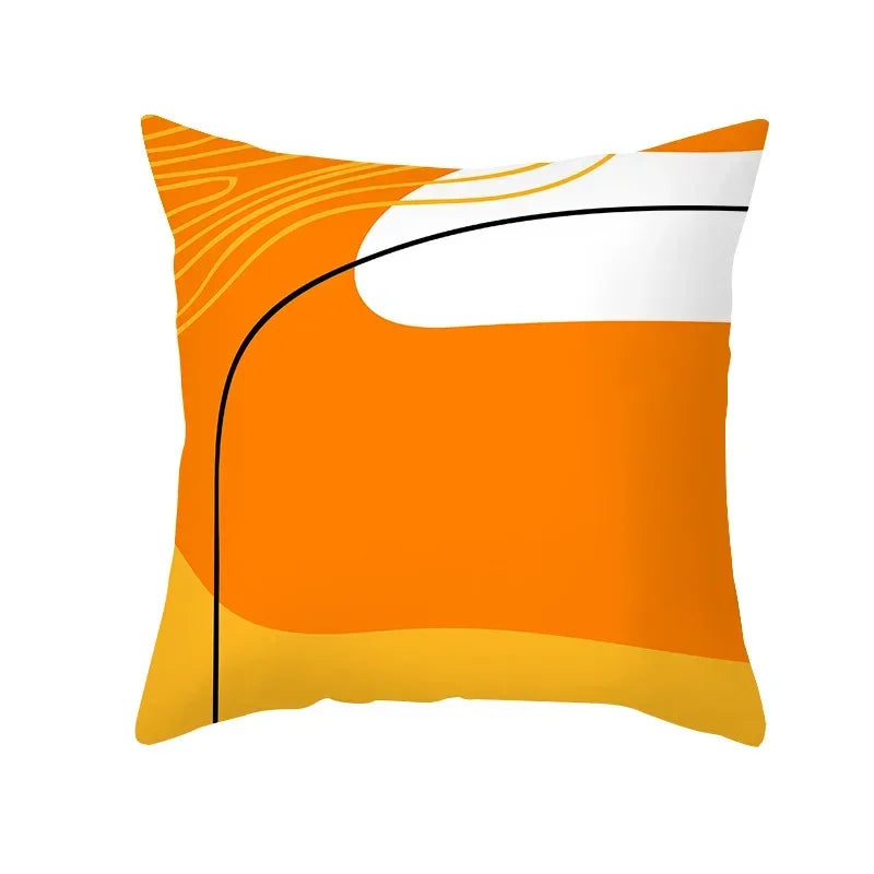 Axyaa Yellow Orange Abstract Geometry Print Pillow Cover 45x45cm