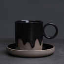 Axyaa Coarse Pottery Glazed Coffee Cup and Saucer Set, 200ML