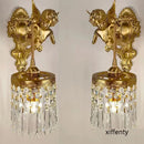 Luxurious European Crystal Brass Wall Lamp by Axya - LED Angel Wings Wall Lights