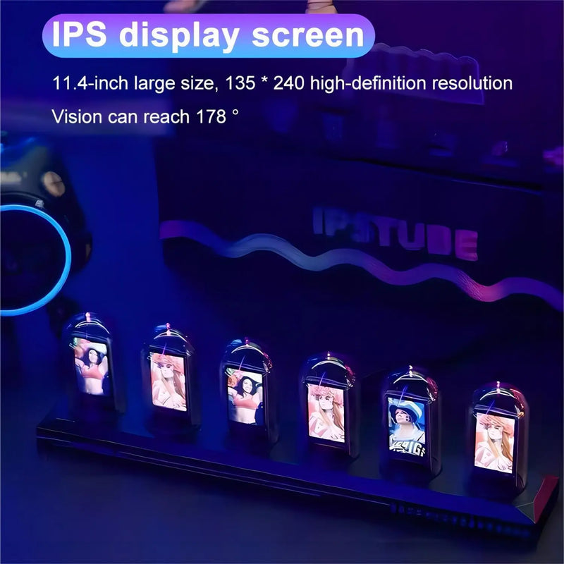 Axyaa RGB Glow Tube Clock DIY LED Nightlight Table Lamp Digital Watch Home Decor