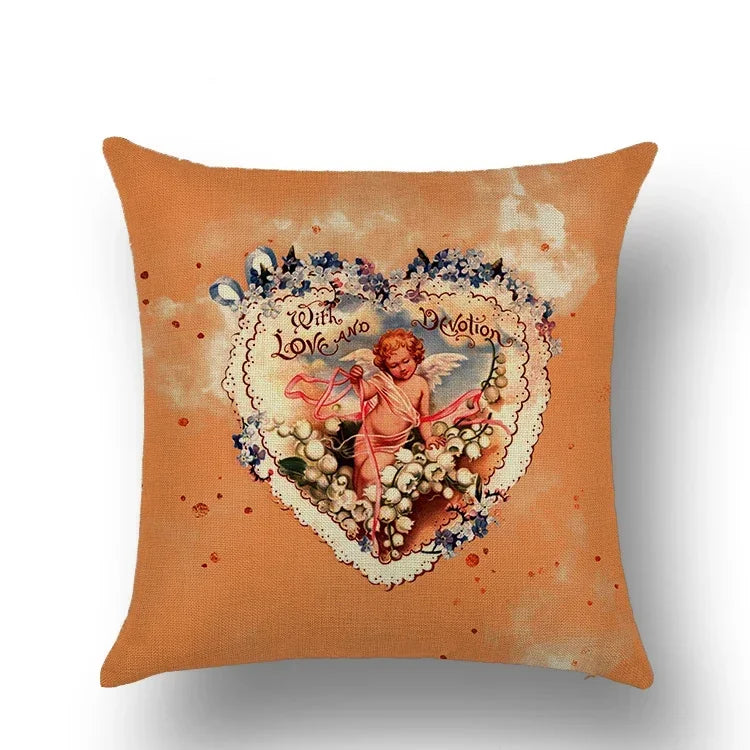 Axyaa Angel Baby Linen Cushion Cover - Home Decor, Sofa, Office, Christmas