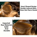 Axyaa Heart Glass Mug - Double Wall, Heat-Resistant Tea & Coffee Cup