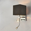 Axyaa LED Fabric Lampshade Wall Light with USB Charging Port, Adjustable Spotlight