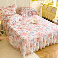 Axyaa Princess Lace Bed Skirt in Pure Cotton with Romantic Rose Floral Design