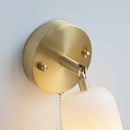 Axyaa Walnut Wood LED Wall Lights Bedroom Reading Lamp Glass Rotate White