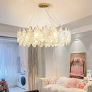 Axyaa French Cream Glass Chandelier Modern Minimalist Art for Living Room