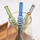 Axyaa Glass Drinking Straw Set with Brush - 4Pcs Smoothies Cocktails Bar Accessories