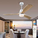 Axyaa Modern Nordic 52" Wooden Ceiling Fan with LED Light & Remote Control
