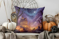 Halloween Skulls Witch Hat Patterned Pillow Cover by Axyaa for Sofa, Bedroom, Car